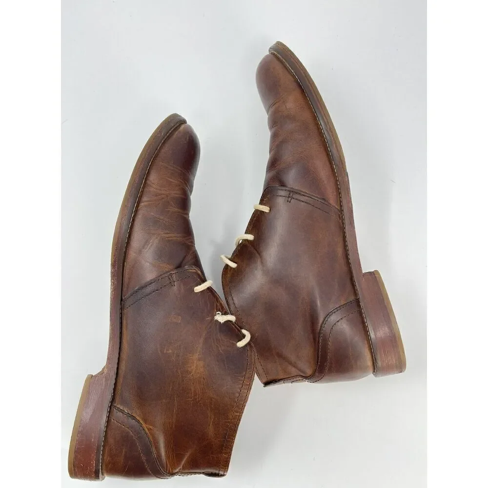J. Shoes Monarch Brown Leather Lace-Up Plain Toe Shoes Chukka Boots Men's US 9.5